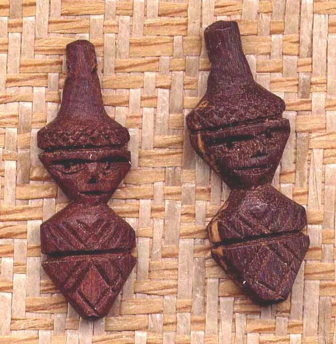 Vintage Handcarved Teak Pendants / Wood Beads Tribal Heads Etsy