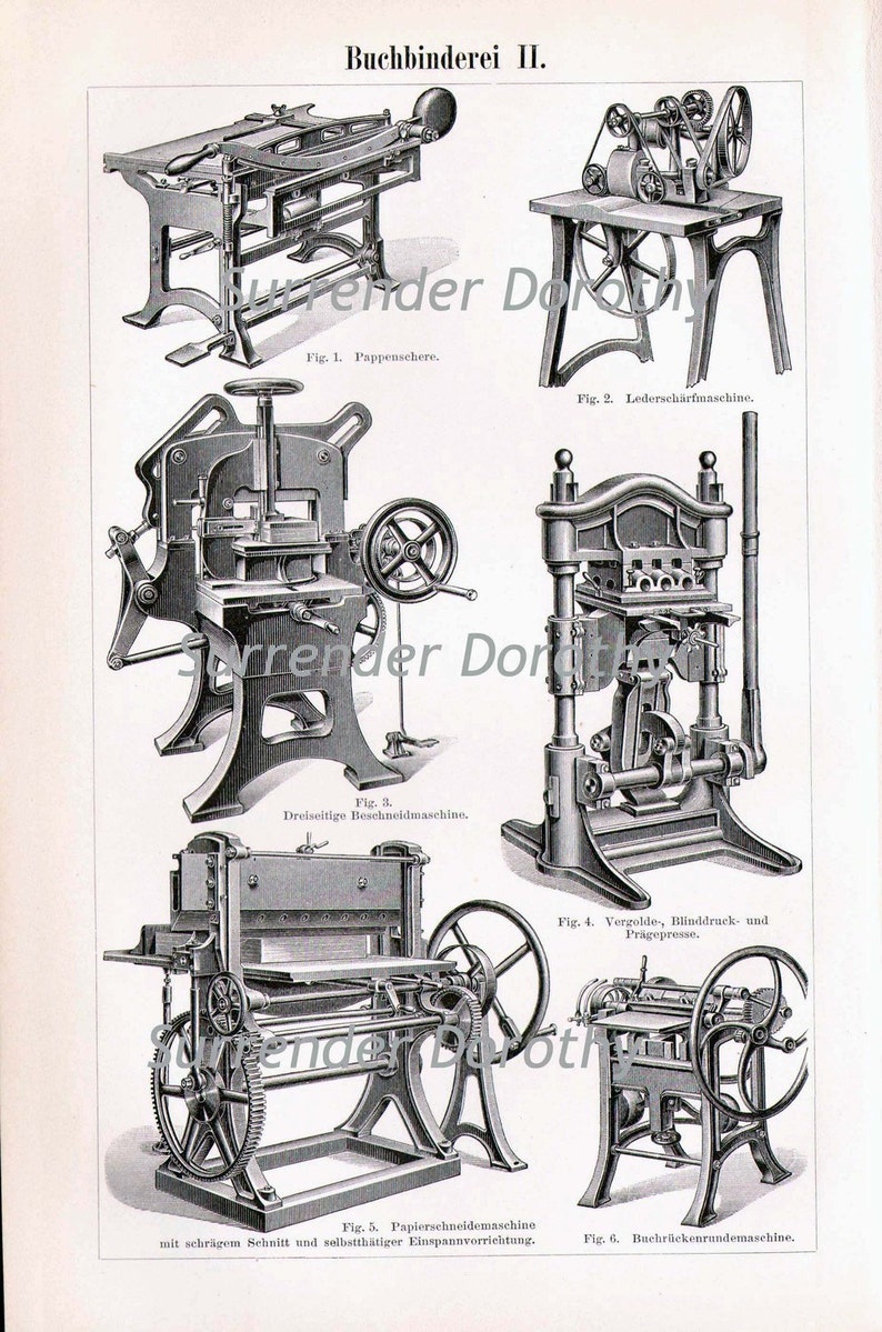 Book Binding Machines Vintage Edwardian Engraving 1907 From Etsy