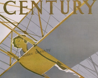 Woman Flies A Glider Century Magazine Aviation 1890s Cover Poster Color Lithograph To Frame