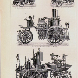 Fire Engines Steam Pump Trucks Engineering Chart Edwardian | Etsy