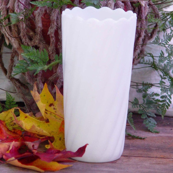 Vintage Twisted Milk Glass Vase E O Brody Traditional White Wedding Mid Century USA 1960s