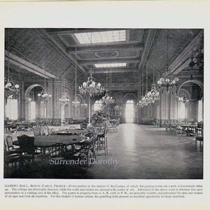 Monte Carlo Casino Gaming Room France 1890 Rotogravure Black & White Victorian Photo Illustration To Frame image 3