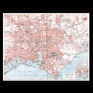 Marseille France City Map 1903 Vintage Edwardian Steel Engraving European Cartography To Frame image 4