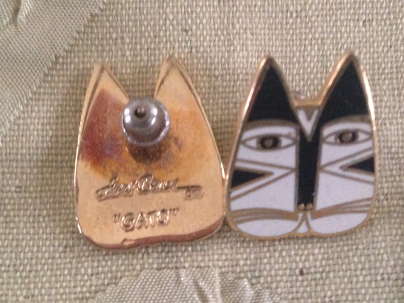 Laurel Burch Earrings GATO CAT FACE Cloisonne Stu… - image 2