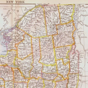 ニューヨーク州地図 アメリカ合衆国 アンティーク 銅版画 ヴィンテージ 北米地図 1892 ビクトリア朝 地理 アート 額装