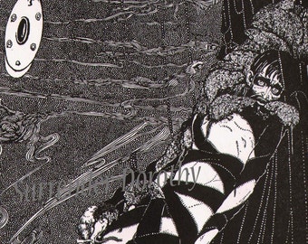 La fosse et le pendule Harry Clarke 1933 Edgar Allan Poe Illustration vintage originale à encadrer noir et blanc