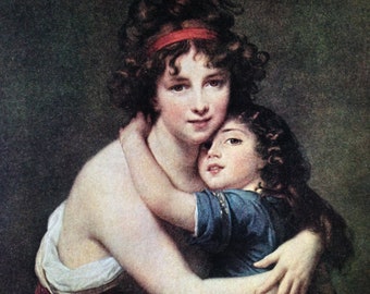 Madame Vigee Le Brun And Her Daughter Self Portrait Art Masters Color Lithograph Vintage Lithograph To Frame 1939