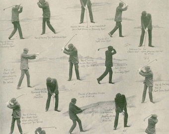 Vintage Golfing Men Chart Sports For Guys Roaring Twenties Illustration To Frame 1920s