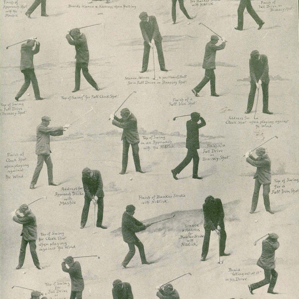 Vintage Golfing Men Chart Sports For Guys Roaring Twenties Illustration To Frame 1920s