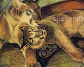 Cougars In Love Lithograph John J Audubon Wild Animal Natural History Illustration To Frame