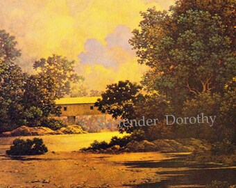 Thunderheads Maxfield Parrish Covered Bridge Vintage Art Nouveau Poster Print To Frame 1943