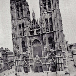 Cattedrale di Saint Gudule Bruxelles Belgio Architettura gotica 1890 Rotocalco vittoriano bianco e nero
