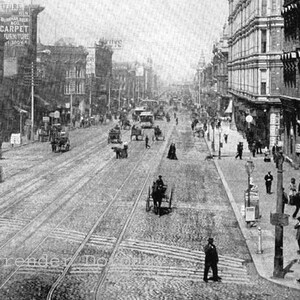 San Francisco California Pre Fire 1890 Victorian Vintage Rotogravure Photo Illustration For Framing Black & White Photo