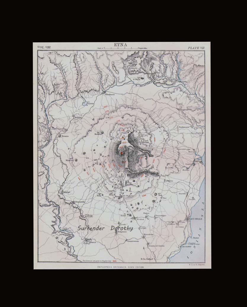 エトナ山 火山 シチリア イタリア地図 アンティーク銅版画