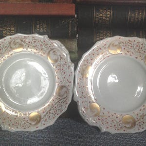 Dresden Gilded Porcelain Dinner Plates Bavaria Gold Paisley Gorgeous Formal-ware Dinner For Two