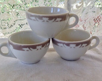 3 Syracuse China Coffee Cups Set Vintage Heavy Restaurant China 1960s