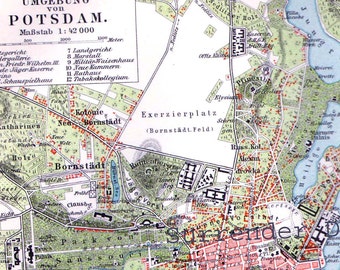 Potsdam Germany Map 1903 Vintage Edwardian Steel Engraving Vintage Cartography To Frame