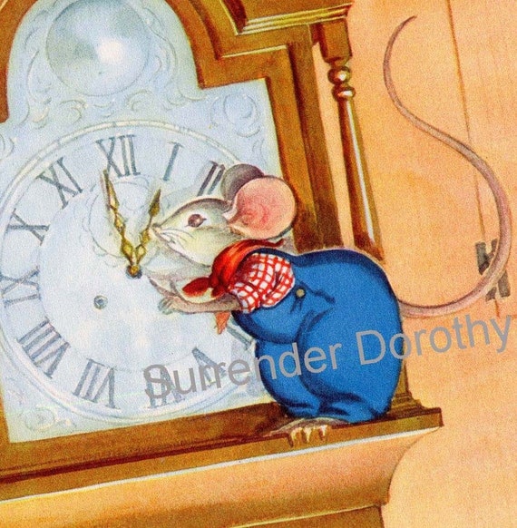 Hickory Dickory Dock Vintage Mother Goose Lithograph Nursery - Etsy