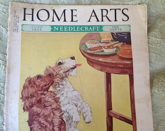 Needlecraft Home Arts Magazine June 1938 Begging Dogs Dianne Thorne Cover Vintage Original Great Ads