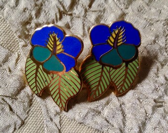 Vintage Early 1970s Laurel Burch Light Sapphire Cloisonn Enamel