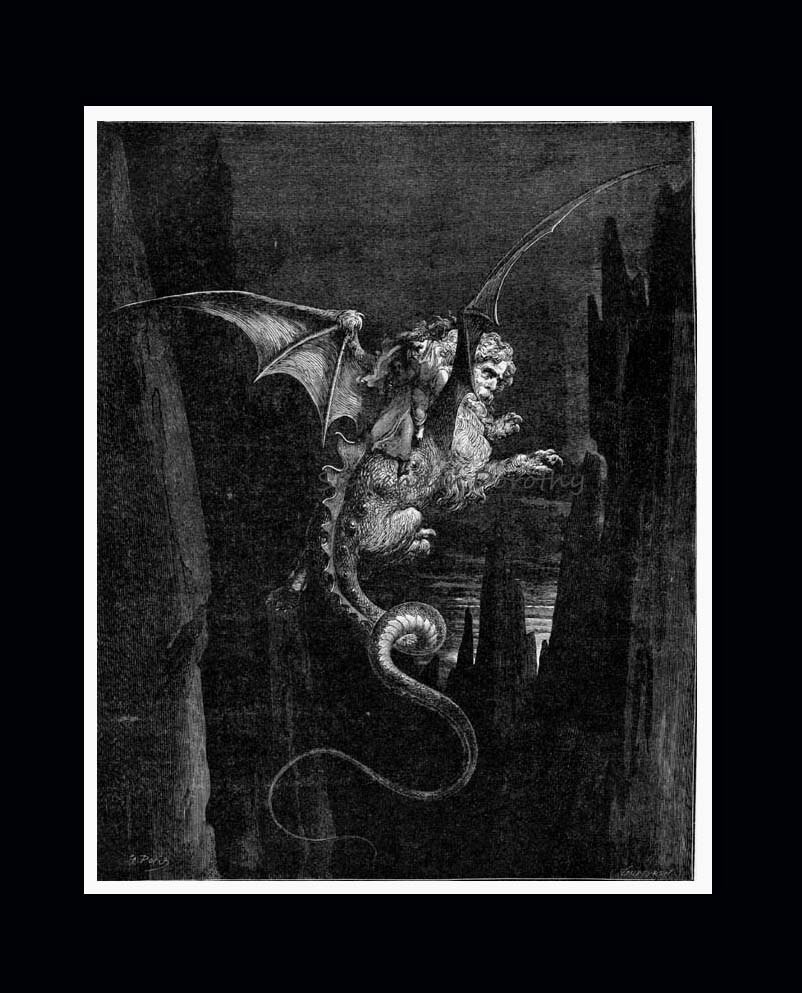 Descent Into the Abyss on Geryons Back Inferno, Canto 17 Vintage