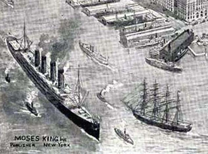 Richard Rummel Lower Manhattan Bird's Eye View Richard Rummel 1911 Signed Titanic ...