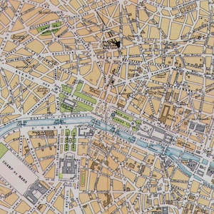 パリ フランス 地図 アンティーク 銅版画 ヨーロッパ地図 1892 ビクトリア朝 地理 アート 額装