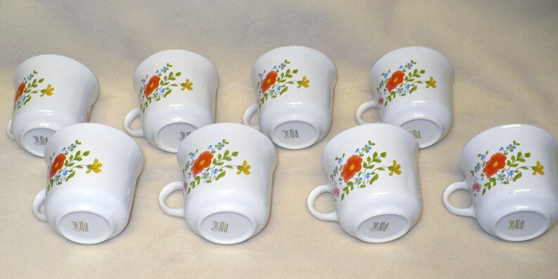 Wildflower Mugs Corning Vintage 1970s Coffee Cups Set Of Four For Your Retro Kitchen USA image 5