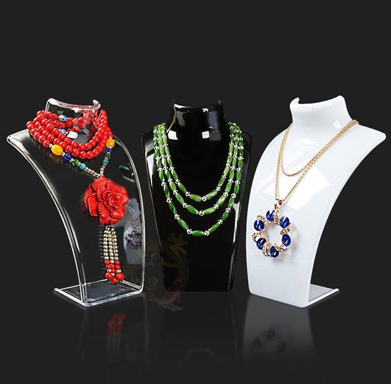 Acrylic Shop Mannequin Bust Jewelry Necklace Pendant Display Stand Holders 