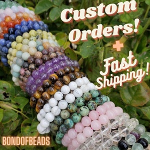 Handmade Customizable Natural Crystal Beads Bracelet,Men/Women Stretchy Bracelet,Healing Crystal ,8mm Round Gemstone Bracelet, For Gift.