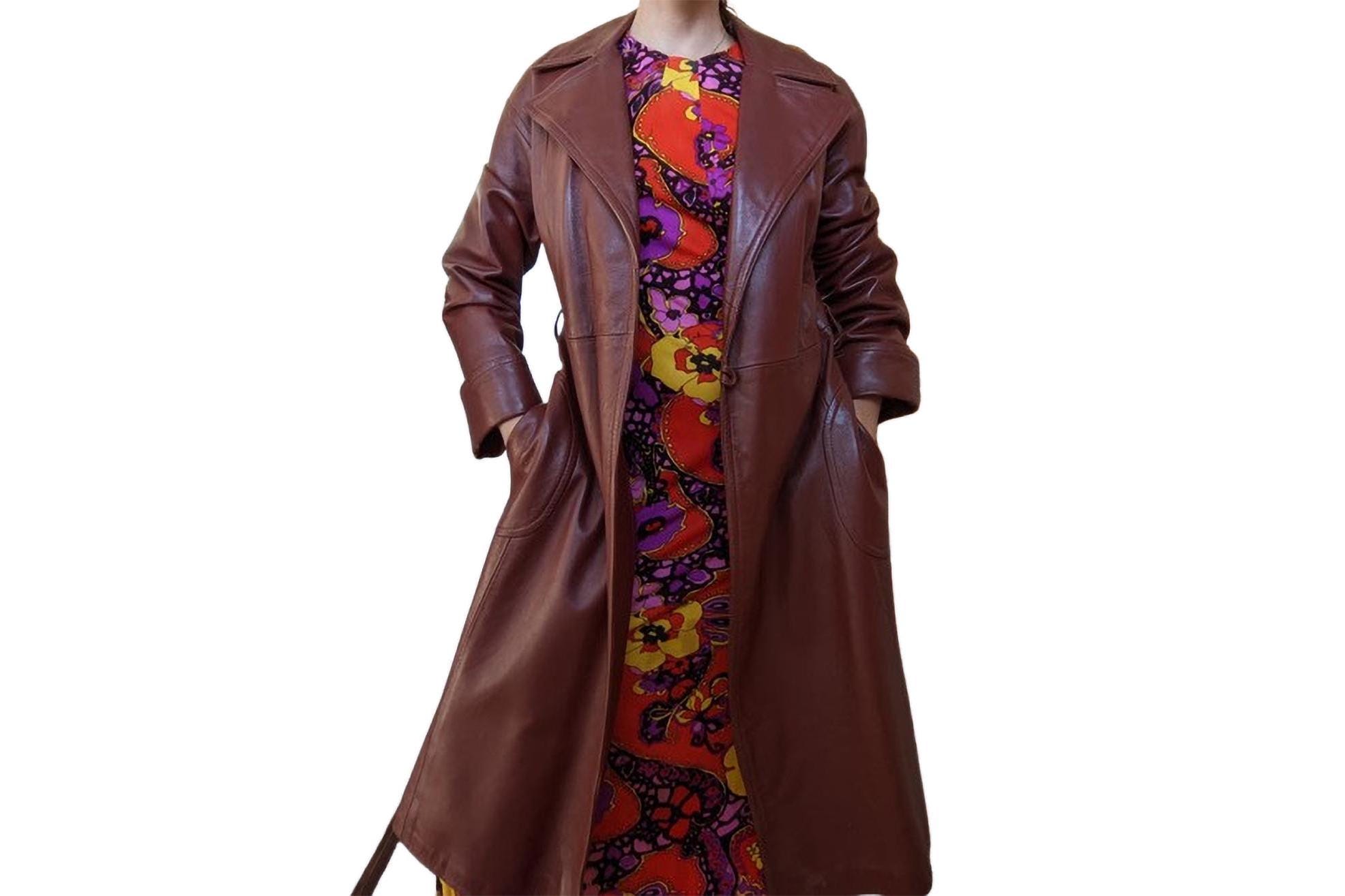 Women's Burgundy Leather Coat Trench Design Long Length Burgundy Coat ...