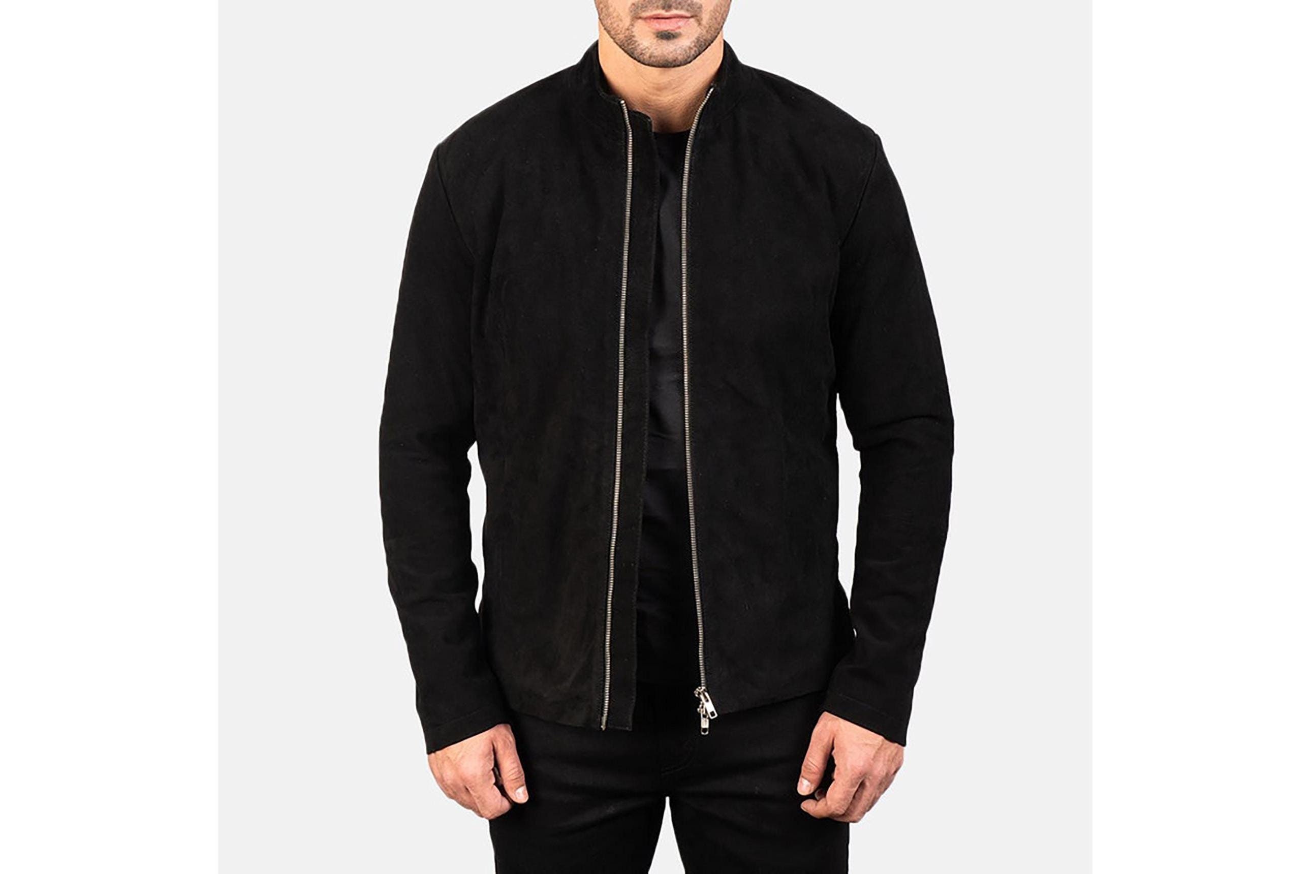 Mens Black Suede Leather Jacket Bomber Suede Jacket for Men - Etsy