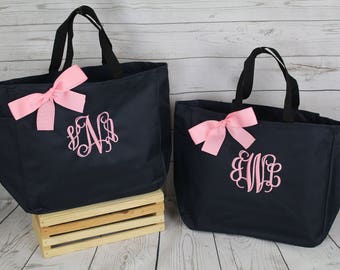 Set of 3 Personalized Tote Bags, Bridesmaid Gift, Embroidered Tote, Monogrammed Tote, Bridal Party Gift, (ESS1)