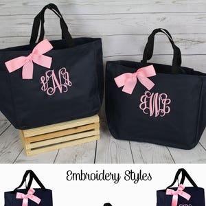 Set of 3 Personalized Tote Bags, Bridesmaid Gift, Embroidered Tote ...