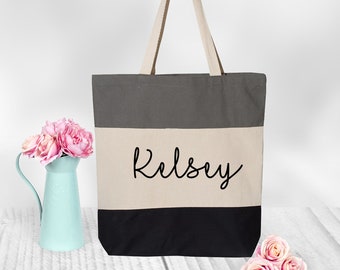 Tote Bag Canvas Personalized Tote Bag for Women, Bridesmaid Gift Bag,  Glitter and Foil Tote Bag