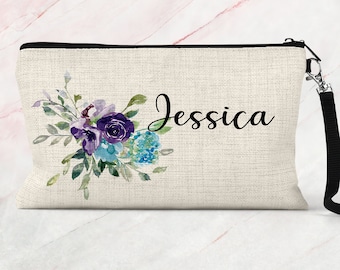 Makeup Bag, Bridesmaid Gift, Cosmetic Pouch, Personalized Makeup Bag COS29