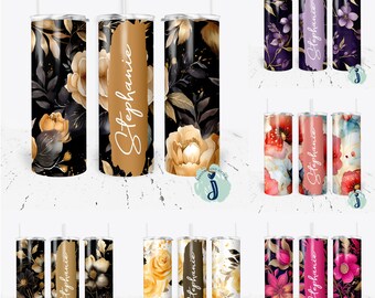 Personalized Floral Bridesmaid Tumbler, Bridesmaid Gift Skinny Tumbler, Personalized Gift for Her