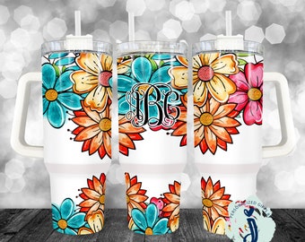 40 ounce Bright Floral Tumbler