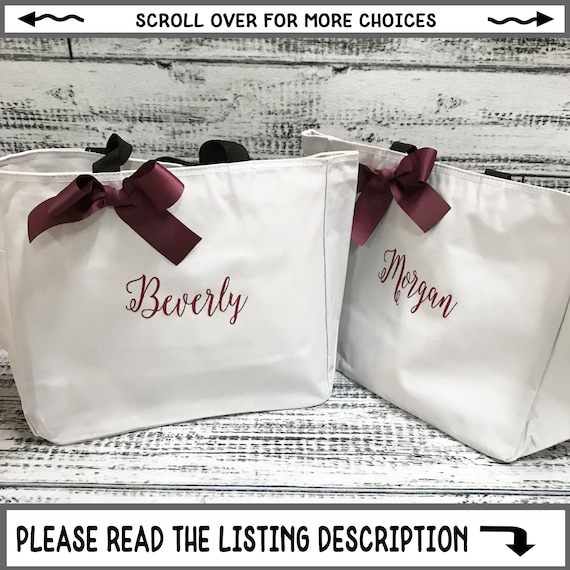 Set of 2 ,Personalized Bridesmaid Gift Tote Bags, Personalized Tote, Monogrammed Tote, Mother Gift, Teacher Gift Bag, Cheer ESS1