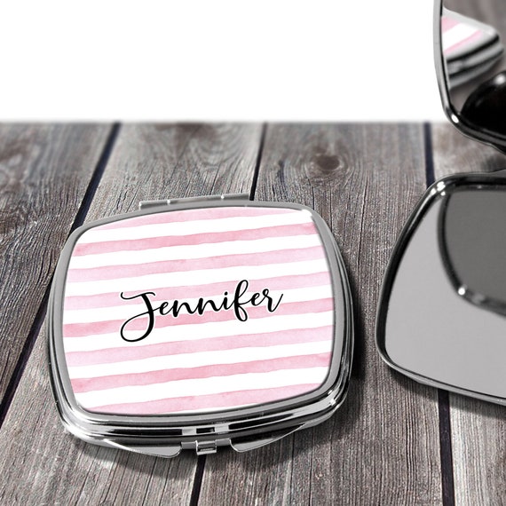 Stripe Compact Mirror, Bridesmaid Gift, Wife Gift, Girlfriend Gift, Birthday, Personalized, Best Friend Gift, Gift For Her, design COS
