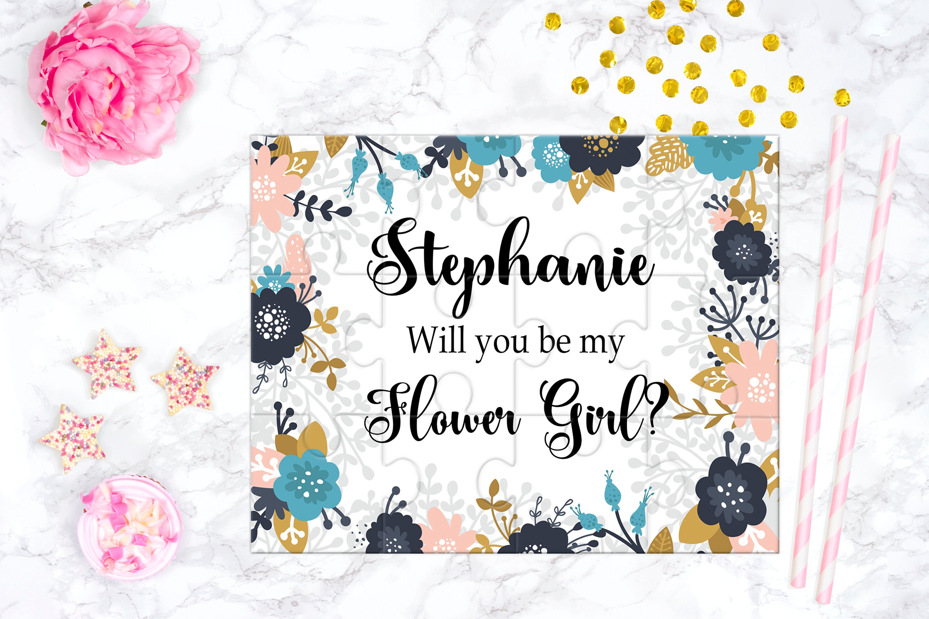 Cute Flower Girl Gift Proposal Will You Be My Flower Girl Puzzle Flower