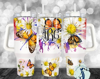 40 ounce Butterfly Floral Tumbler