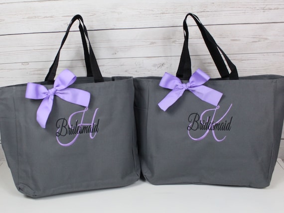 8 Personalized Bridesmaid Gift Tote Bag- Bridesmaid Gift- Personalized Bridemaid Tote - Wedding Party Gift - Name Tote- (ESS1)