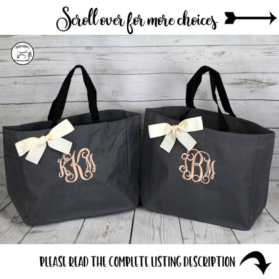 Set of 3 Monogrammed Totes, Custom Tote Bags (ESS1)