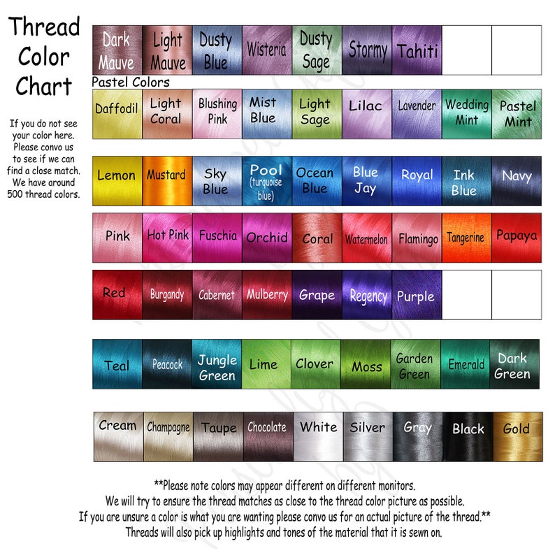 Thread color chart