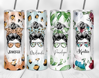 Personalized Tumbler, Mom Gifts, Mom Tumbler, Messy Bun Personalized Tumblers, Bridesmaid Gift, Bachelorette Party, Bridesmaid Glass