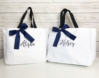 10 Monogrammed Bridesmaid Tote Bags, Bridesmaid Gift, Personalized Bridesmaid Tote, Wedding Party Gift,  Name Tote, Bridesmaid Bag (ESS1)