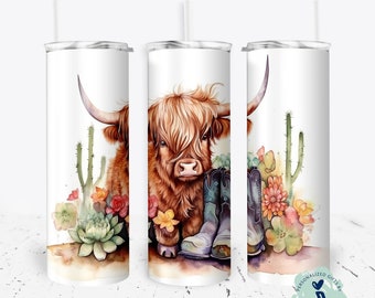 Cute Highland Cow Tumbler, Cow Tumbler, Furry Cow Tumbler, Western Tumbler, Tumbler with lid and straw