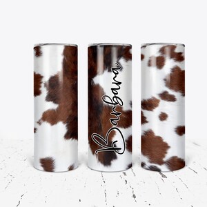 Personalized Cowhide Tumbler: Western Farm Girl Gift