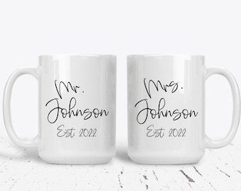 Mr and Mrs Mug Set, Gift for Couple,  Bride and Groom Mug, Established Couples Gift, Custom Personalized,Wedding Gift Ideas,